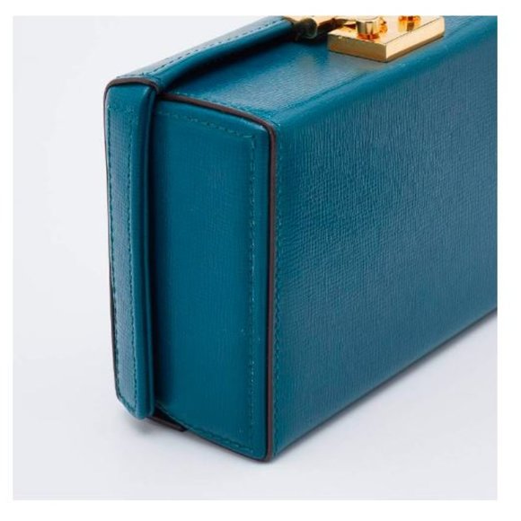 Spectacular, Iconic Mark Cross GRACE Box Bag Clutch, EUC, Blue with Dust Bag - Picture 14 of 15